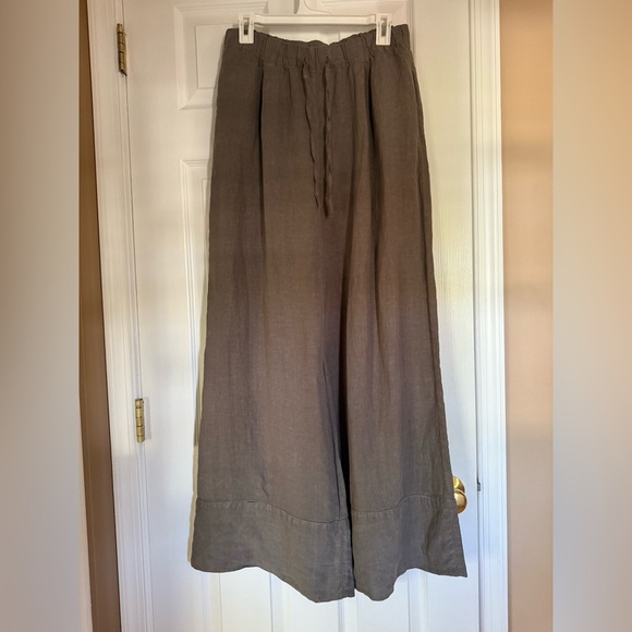 ZARA 100% Linen Palazzo Pants – Grey – Size M - Midrise Wide Leg - Picture 2 of 10